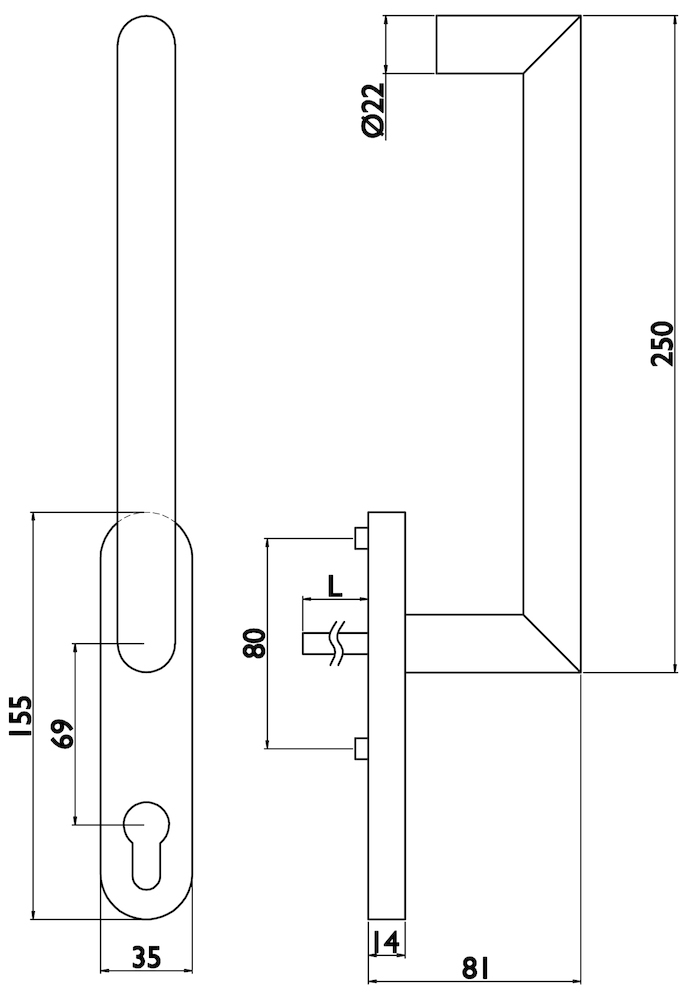HERMAT Handhebel BASIC 08 1808.N.HSG, Edelstahl