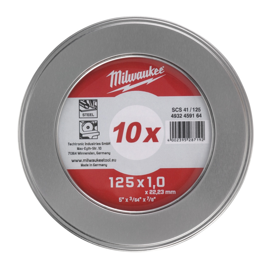 MILWAUKEE 10 x SCS41 1 mm Contractor in Metallbox Metalltrennscheibe Contractor 125 mm