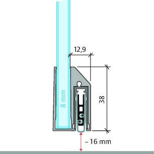 PLANET Glastürdichtung KG-A8 schmal FH, Silikon, mit Fixierschrauben, ohne Funktion