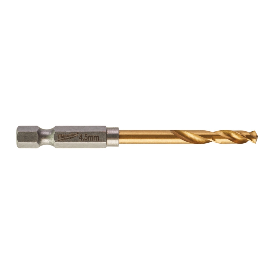 MILWAUKEE 4,5 x 76 mm SHOCKWAVE Metallbohrer HSS-G RED HEX Titan 1/4"