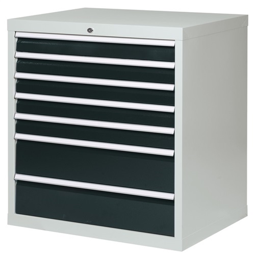 BEDRUNKA+HIRTH Schubladenschrank H1019xB980xT500mm grau/anthr. 7Schubl.Vollauszug
