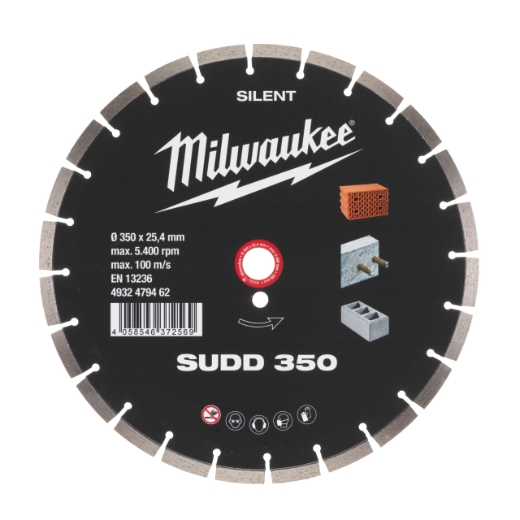 MILWAUKEE für harte Materialien Diamanttrennscheibe Silent SUDD 350 mm