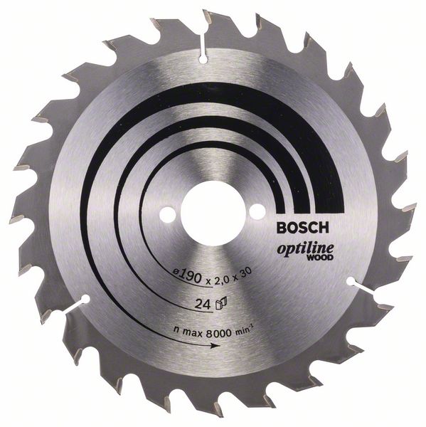 BOSCH Kreissägeblatt Optiline Wood für Handkreissägen, 190 x 30 x 2,0 mm, 24