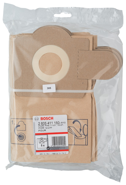 BOSCH Papierfilterbeutel, passend zu PAS 11-21, PAS 12-27 und PAS 12-27 F