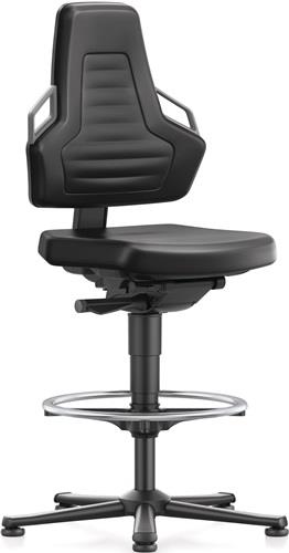 BIMOS Arbeitsdrehstuhl Nexxit Bodengleiter+Fußring Grifffarbe grau Supertec-Gewebe