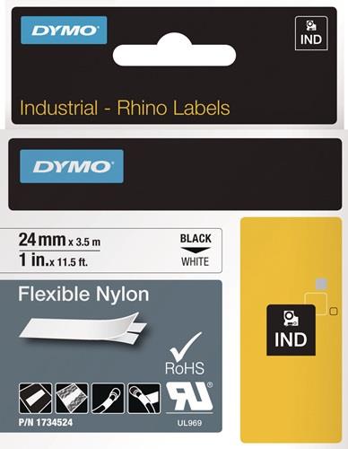 DYMO Schriftband Band-B.24mm Band-L.3,5m flexibles Nylonband schwarz auf weiß DYMO