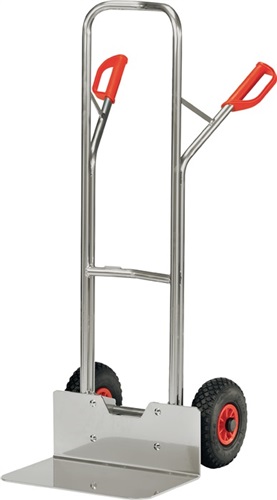 FETRA Stapelkarre H.1300mm Schaufel-L300xB480mm Luft-Bereifung Trgf.200kg alufarben