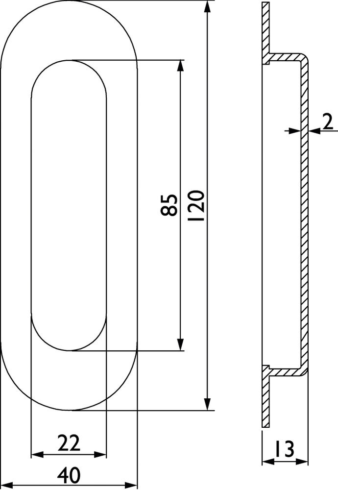 HERMAT Schiebetürmuschel 3675, Edelstahl