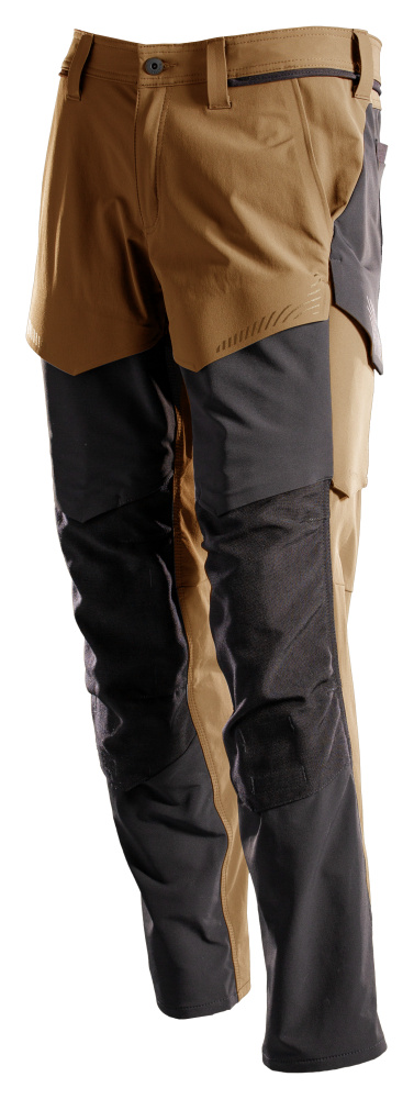 MASCOT® Hose mit Knietaschen, ULTIMATE STRETCH Hose Größe 82C56, nussbraun/schwarz