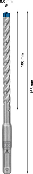 BOSCH EXPERT SDS plus-7X Hammerbohrer, 8 x 100 x 165 mm. Für Bohrhämmer