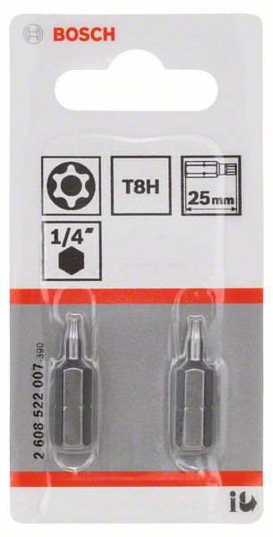 BOSCH Security-Torx-Schrauberbit Extra-Hart T8H, 25 mm, 2er-Pack
