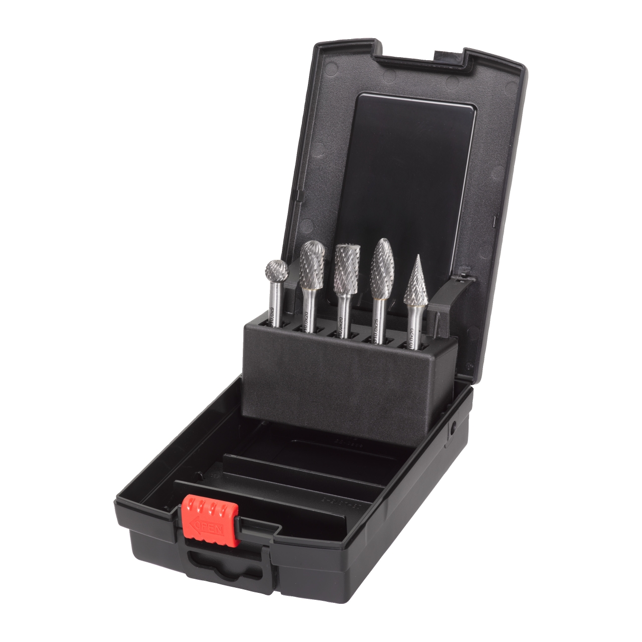 MILWAUKEE 5-tlg. Kassette HM-Fräser-Set für Geradschleifer 6 mm Schaft u. 12,7 mm Durchmesser