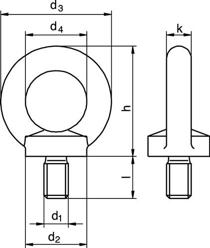 KLEINSORGE Ringschraube DIN 580 Gew.M6 STA C15 ZN