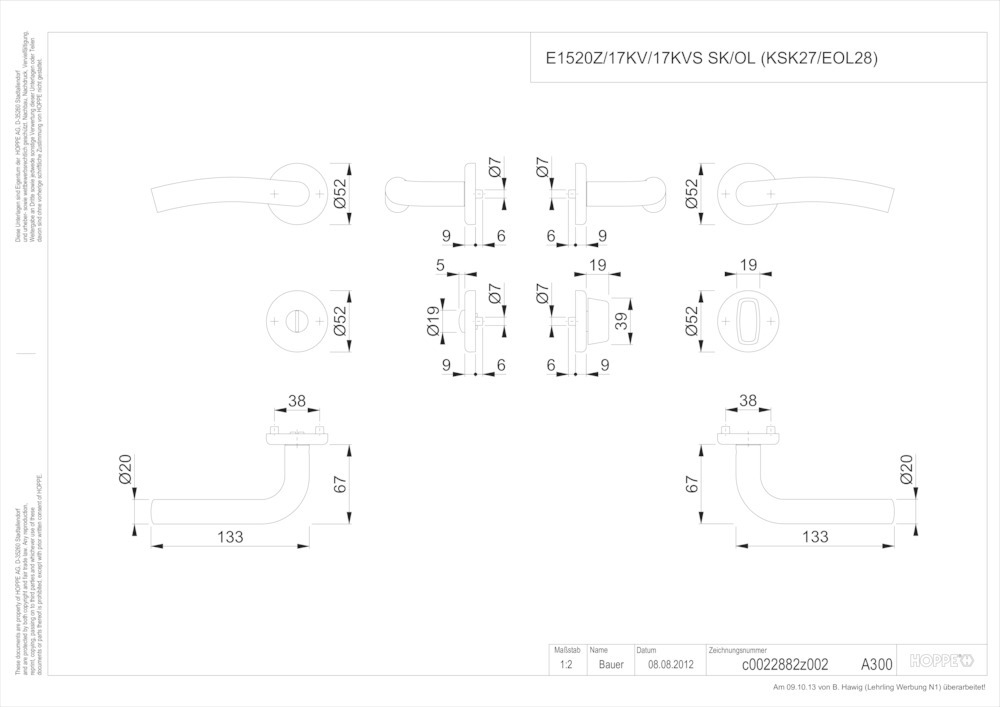 HOPPE® Drückergarnitur mit Rosetten Gent E1520Z/17KV/17KVS, Edelstahl, 3032841 HOPPE® Drückergarnitur mit Rosetten Gent E1520Z/17KV/17KVS, Edelstahl, 3032841