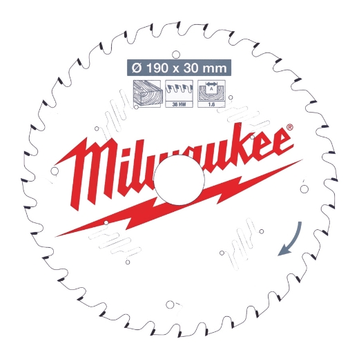 MILWAUKEE 190/30 mm Z36 Wechselzahn Kreissägeblatt Holz für Handkreissägen