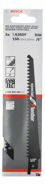 BOSCH Säbelsägeblatt S 628 DF, Special for Plaster, 5er-Pack