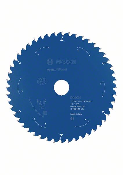 BOSCH Akku-Kreissägeblatt Expert for Wood, 216 x 1,7/1,2 x 30, 48 Zähne
