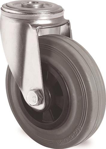 TECWERK Lenkrolle D.80mm Trgf.70kg Rückenloch PP Rollenlager VG grau TECWERK