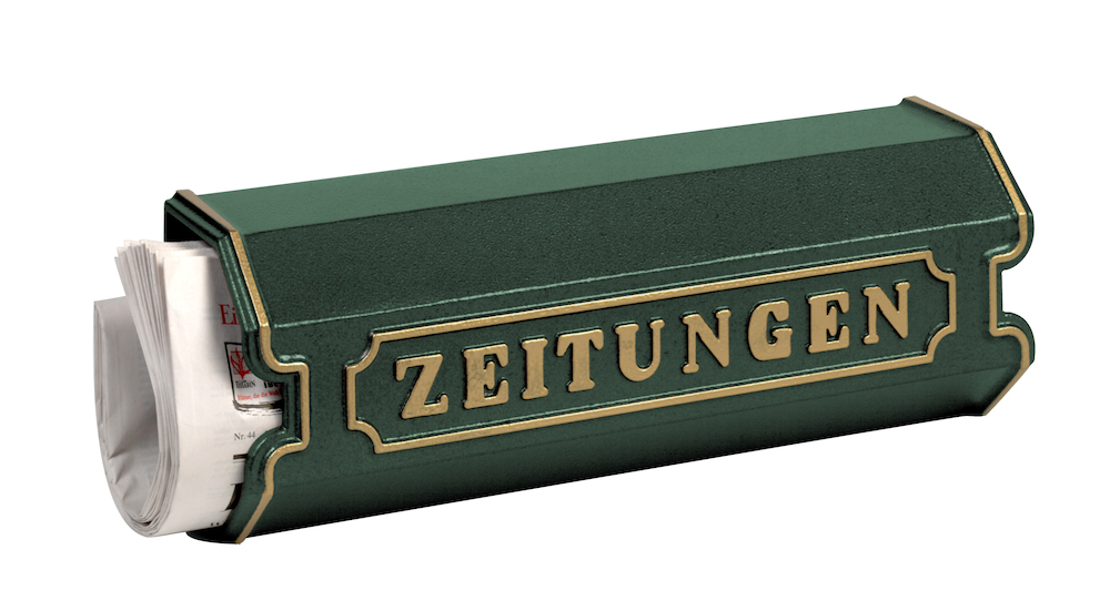 BURG-WÄCHTER Zeitungsrolle 1890, Aluguss