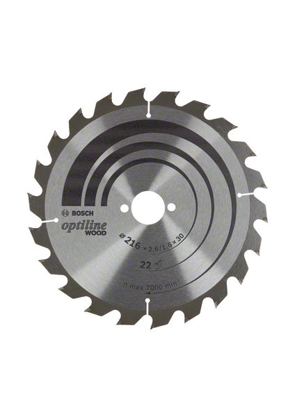BOSCH Kreissägeblatt Optiline Wood, 216 x 30 x 2,6/1,6, 22