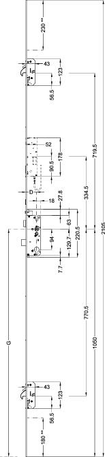 WINKHAUS Automatik Mehrfachverriegelung T-AV4D-U2460 L124P/45 A9 94/8 KABAM2LSMC,