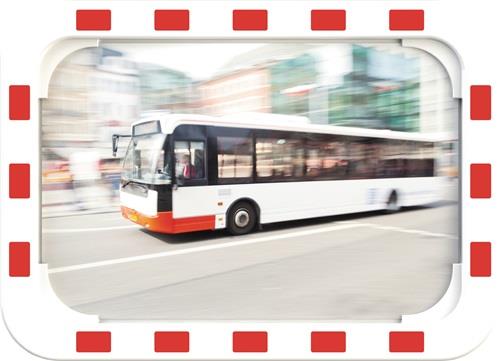 DANCOP Verkehrsspiegel H400xB600mm Kunststoff,rot/weiß 15m DANCOP