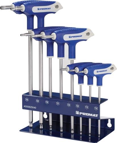 PROMAT Schraubendrehersatz m.Quergriffen TX10-TX45 Seitenabtrieb m.Bohr.8-tlg.PROMAT