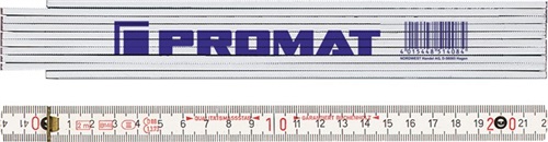 PROMAT Gliedermaßstab L.2m mm/cm EG III Buche weiß PROMAT