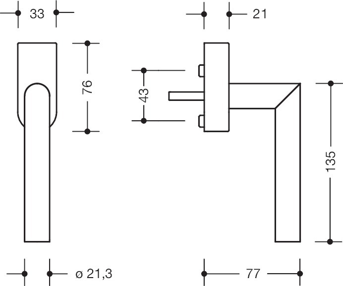 HEWI Fenstergriff absperrbar 162XAFGA.2, Edelstahl, 162XAFGA.2