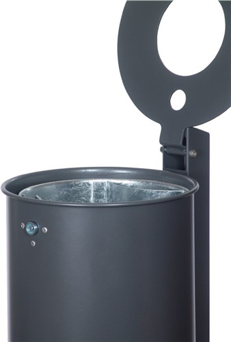 RENNER Abfallbehälter H515xØ380mm 50l anthrazit-eisenglim. ungelocht Befestigungsschii
