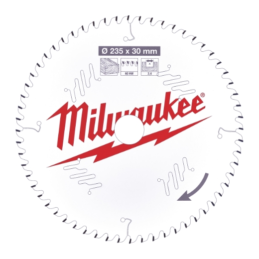 MILWAUKEE 235/30 mm Z60 Wechselzahn Kreissägeblatt Holz für Handkreissägen
