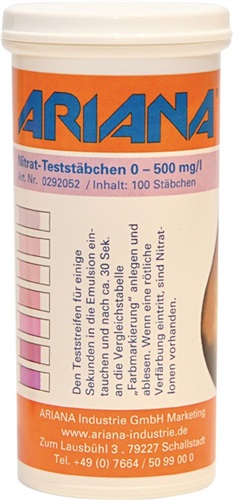ARIANA Messstäbchen TRGS 611 Nitrat-Gehalt 0-500 mg/l 100 St.Dose ARIANA