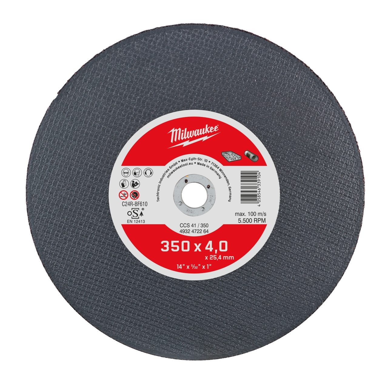 MILWAUKEE CCS41 4 mm Trennscheibe Ductil-Gussrohr 350 mm