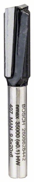 BOSCH Nutfräser Standard for Wood, 6 mm, D1 9,5 mm, L 19,5 mm, G 51 mm