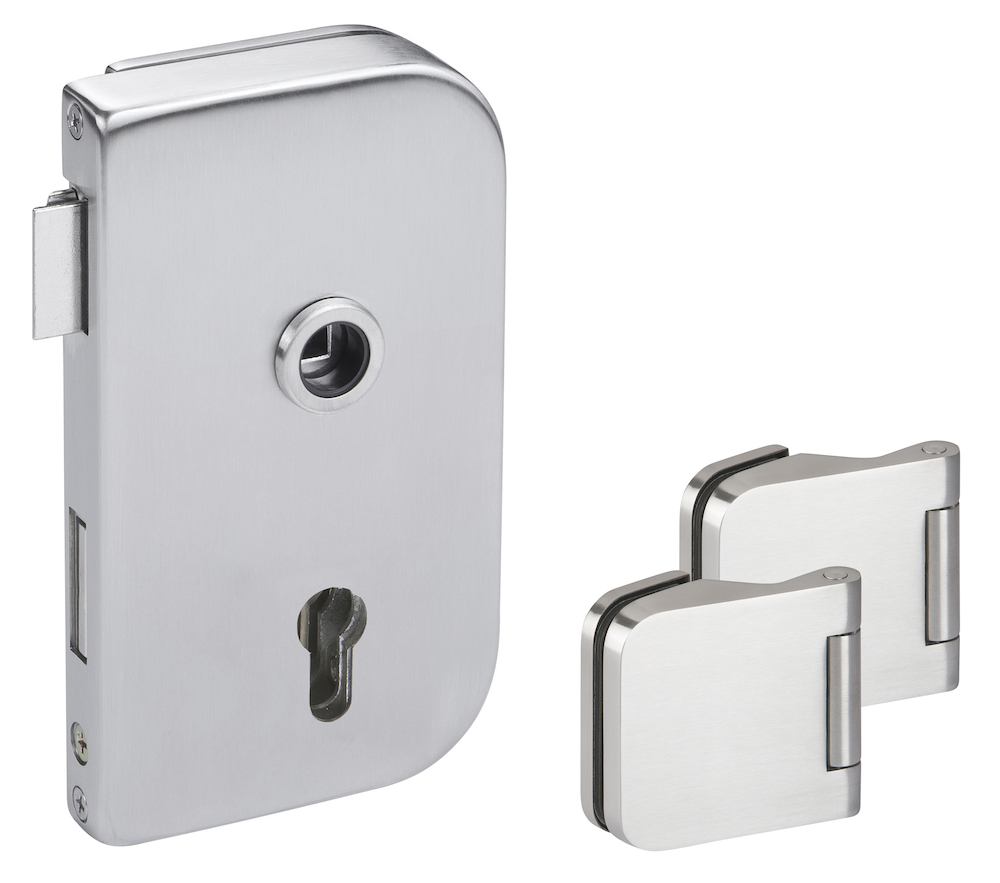 HERMAT Ganzglastürschloss-Set ROMA 6033/6315, Edelstahl