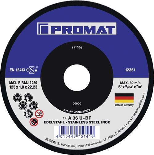 PROMAT Trennscheibe D125x1mm ger.Keramikkorn Bohr.22,23mm PROMAT