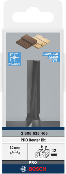 BOSCH Nutfräser Standard for Wood, 12 mm, D1 12 mm, L 40 mm, G 81 mm