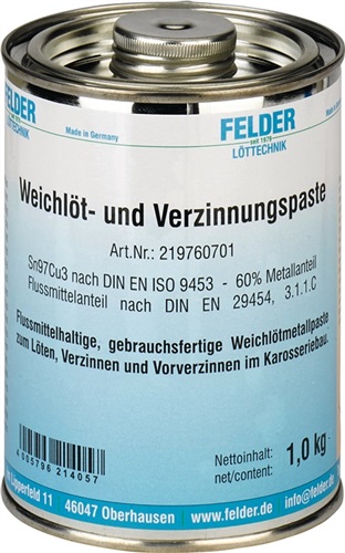 FELDER Weichlöt- u.Verzinnungspaste 230-250GradC 1kg S-Sn97Cu3 FELDER