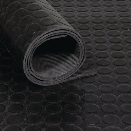 TECWERK Gummiflachnoppenmatte B.1m L.10m D.3mm schwarz NR/SBR o.Gewebeeinlage TECWERK