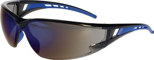 PRO FIT Schutzbrille EN 166 EN 172 Bügel schwarz/blau,Scheibe verspiegelt