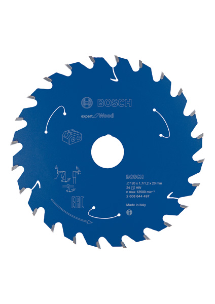 BOSCH Akku-Kreissägeblatt Expert for Wood, 120 x 1,7/1,2 x 20, 24 Zähne