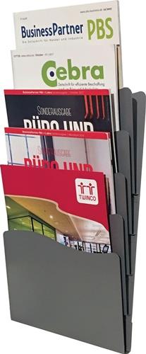 TWINCO Prospekthalter H430xB240xTmm Anz.Fächer 5 DIN A4 Metall schwarz