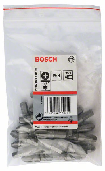BOSCH Schrauberbit Extra-Hart PH 4, 32 mm, 25er-Pack