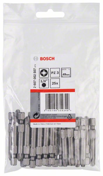 BOSCH Schrauberbit Extra-Hart PZ 3, 49 mm, 25er-Pack