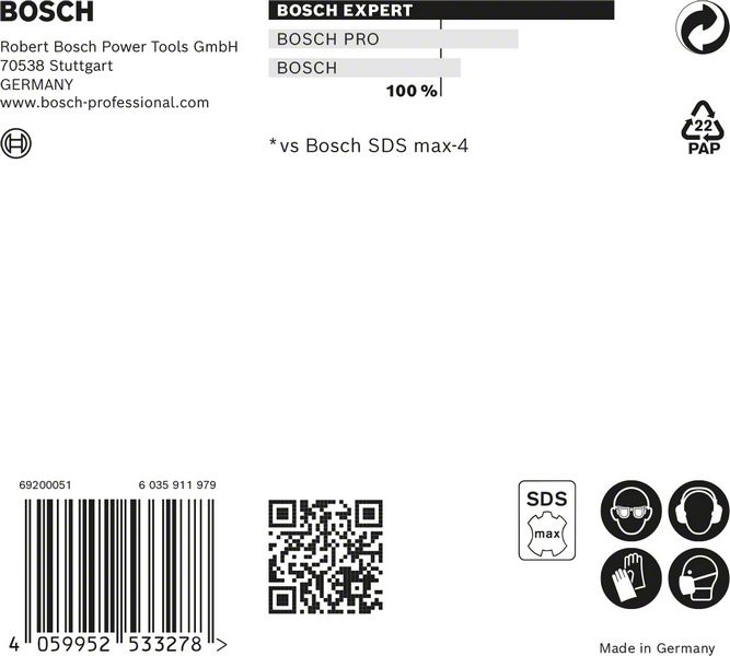 BOSCH EXPERT SDS max-8X Hammerbohrer, 30 x 400 x 520 mm. Für Bohrhämmer BOSCH EXPERT SDS max-8X Hammerbohrer, 30 x 400 x 520 mm. Für Bohrhämmer