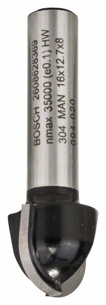 BOSCH Hohlkehlfräser, 8 mm, R1 8 mm, D 16 mm, L 12,4 mm, G 45 mm