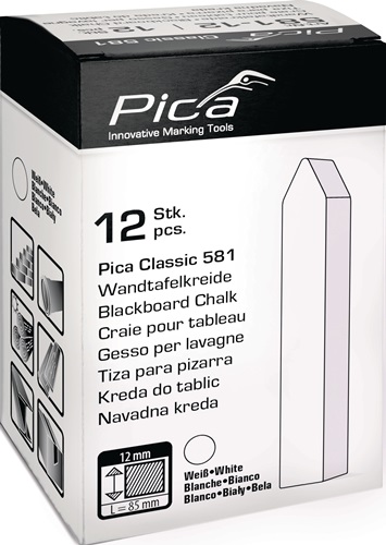 PICA Tafelkreide Classic weiß L90xB12xH12mm 12 St./Schachtel PICA