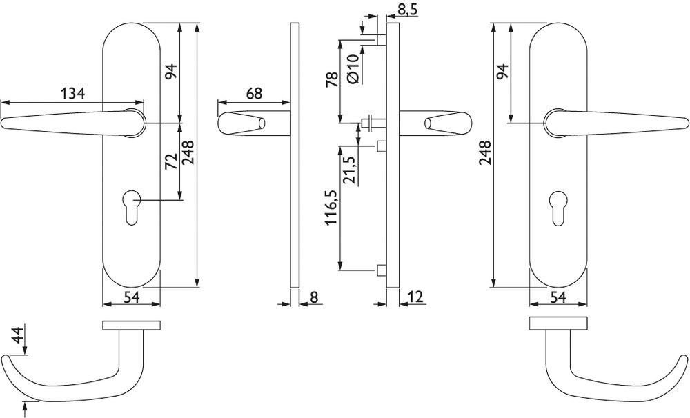 HERMAT FH Schutz-Drückergarnitur BASIC 16 1816.AP/2089.S, ES 1, Edelstahl