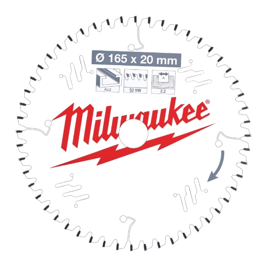 MILWAUKEE Kreissägeblatt 165/20 mm 52Z Holz/Alu