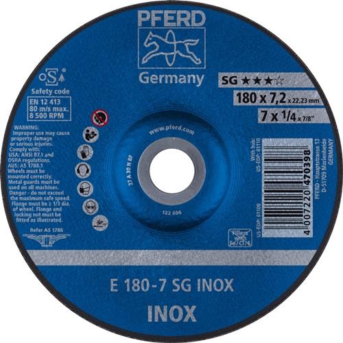 PFERD Schruppscheibe SG INOX D180xS7,2mm gekr.INOX Bohr.22,23mm PFERD